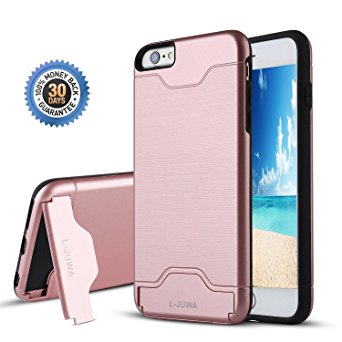 iPhone 6 Case,iPhone 6s Case, L-JUWA [Card Slot Holder][KickStand] Shockproof Slim Fit Dual Layer Hybrid Protection Case Cover for Apple iPhone 6 /6S (Rose Gold)
