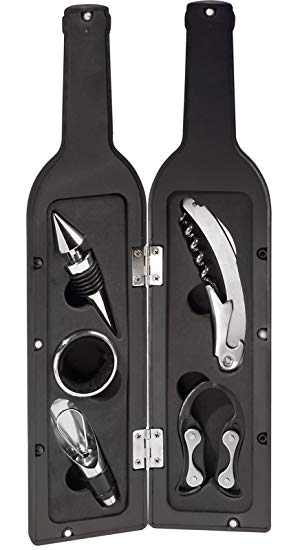 Ozeri OW06A 5 Piece Wine Bottle Corkscrew & Accessory Gift Set, Black