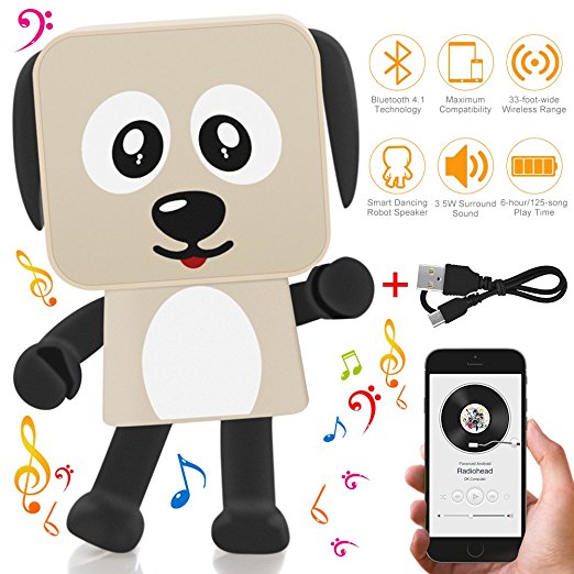 Portable Dancing Wireless Bluetooth Speaker V4.1 Cute Smart Robot Dog Mini Outdoor Indoor Stereo Speaker with 6-Hour Playtime, 33-Feet Range for Family, Travel, Toys, Friends, Lover – Dooreemee Gift