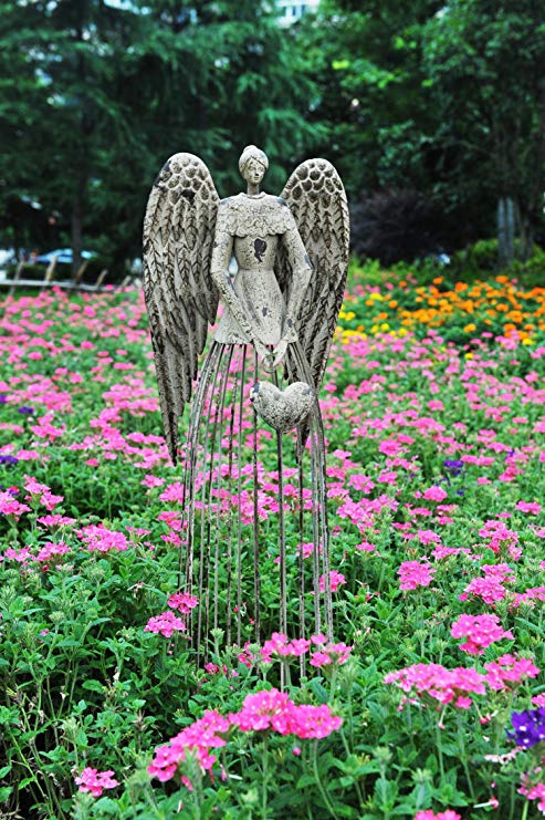 Attraction Design Antiqued Metal Garden Angel, 32" Height