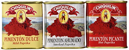 Chiquilin Mild, Smoked and Hot Spanish Paprika Set (Pack of 3)