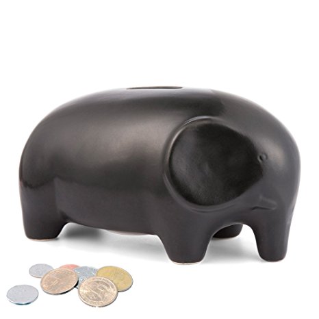 Mkono Ceramic Elephant Piggy Bank Coin Box Money Saving Jar Educational Toy Gift for Kids