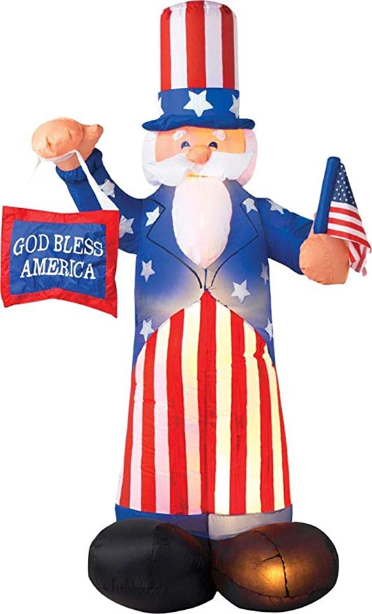 Patriotic Inflatable 6' Uncle Sam With American Flag By Gemmy