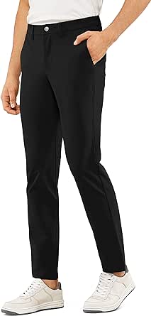 CRZ YOGA Men's Stretch Golf Pants - 31"/33"/35" Slim Fit Stretch Waterproof Outdoor Thick Golf Work Pant with Pockets