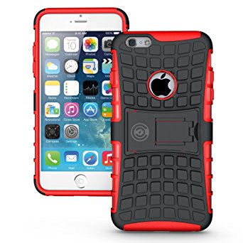 iPhone 6 Plus Case, iPhone 6/6S Plus Armor cases (6 ) Tough Rugged Shockproof Armorbox Dual Layer Hybrid Hard/Soft Slim Protective Case (5.5 inch) by Cable and Case - Red Armor Case