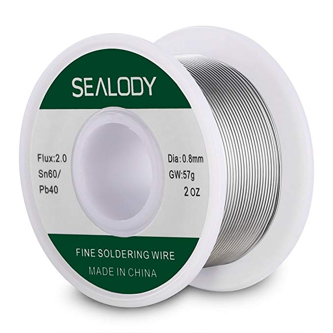 SEALODY 60-40 Tin Lead Rosin Core Solder Wire for Electrical Solderding and DYI, 0.8mm 0.13lbs (white)