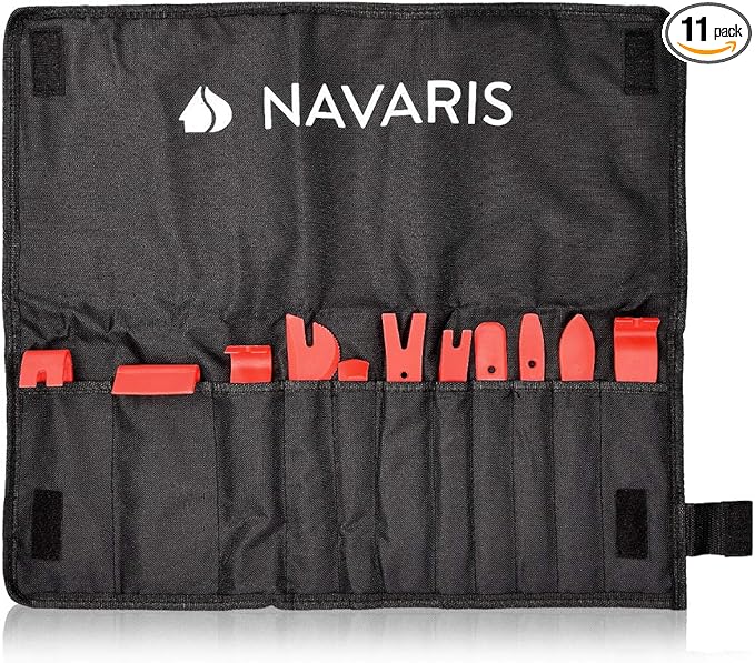 Navaris Trim Removal Tool Kit (11 Pieces) - Auto Interior Pull and Pry Tools - Plastic Car Automotive Pack to Remove Panel Parts - with Carrying Case