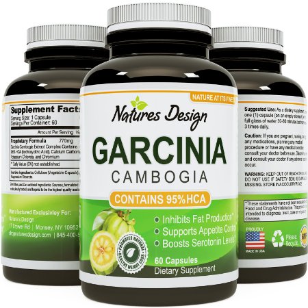 Natural Weight Loss Supplement Pills for Women and Men - Best Selling Garcinia Cambogia With 95 HCA for Safe Appetite Suppression and Weight Loss - Improved Bioefficacy Formula - GMP Certified - 100 Money Back Guarantee - Made in the USA by Natures Design