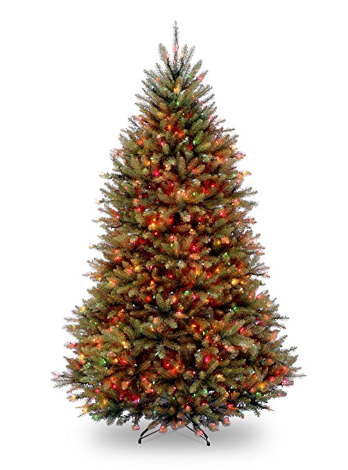 National Tree Dunhill Fir Hinged Tree with 750 Multi Lights, 7-1/2-Feet