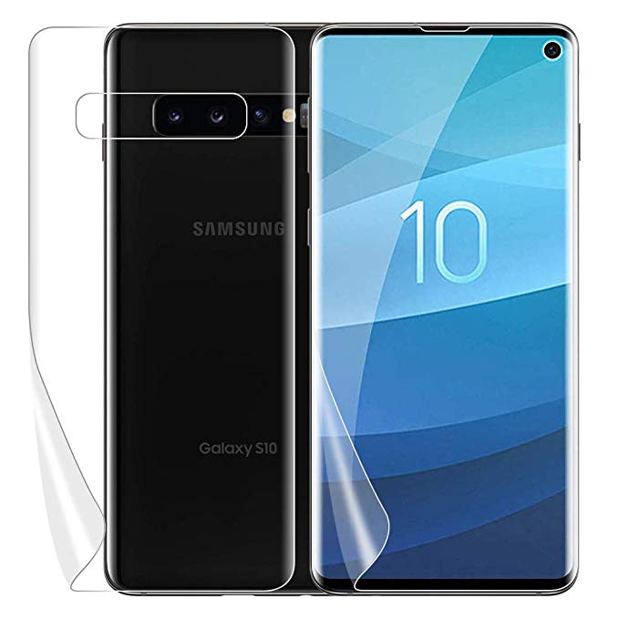 AMOVO Screen Protector for Galaxy S10 (6.1'') [2Front 1Back] [Fingerprint ID Friendly] Samsung Galaxy S10 Screen Protector TPU [Not Glass] [Self Healing] S10 Case Friendly Soft Film (2Front 1Back)