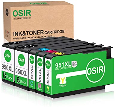 OSIR Compatible Ink Cartridge Replacement for HP 950XL 951XL Combo, for Officejet Pro 8600 8610 8620 8630 8640 8100 8660 8615 251dw 276dw 271dw, 5 Pack (2 Black, 1 Cyan, 1 Magenta, 1 Yellow)