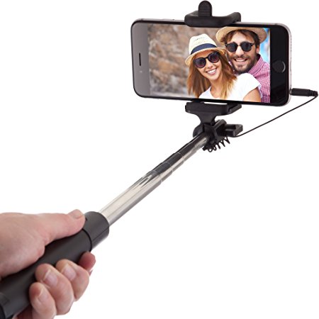 Power Theory Selfie Stick [No Bluetooth] for iPhone 6S 6 Plus 5 5s 5c   Samsung Galaxy S7 S6 S5 S4 S3 Android/Apple Phones (Black)