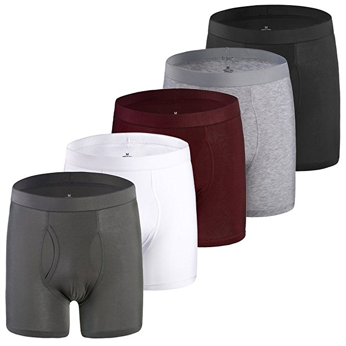 Boxer Briefs Cotton Mens Underwear Men Pack of 5 with Open Fly for Men and Boys, S-XXL