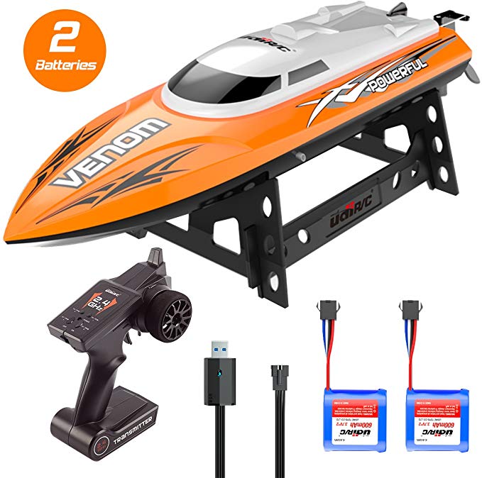RC High Speed Boat Toys, Remote Control Toys for Adults and Kids, Bonus Battery, High Speed up to 25KM/H, Water cooling system, Self-righting system, RC boat for Pool/Lake/Outdoor, Orange, Gift. (orange)