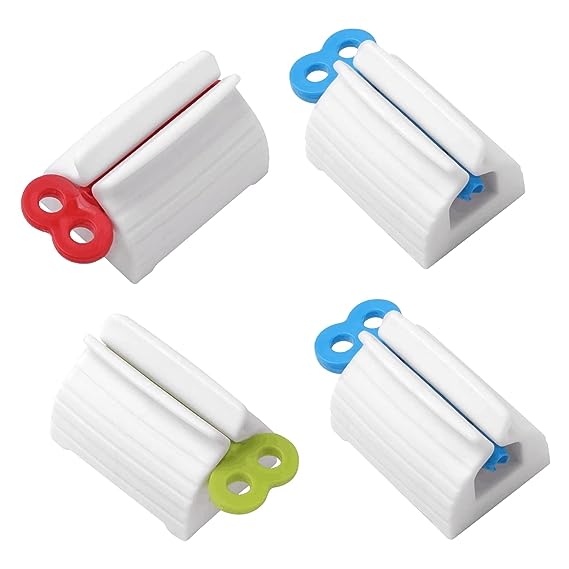 Rolling Tube Toothpaste Squeezer Toothpaste Seat Holder Stand for Bathroom Accessories（2Blue1Gree1Red）