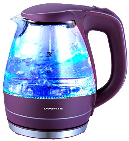 Ovente 1.5 Liter BPA Free Glass Cordless Electric Kettle, Purple (KG83P)