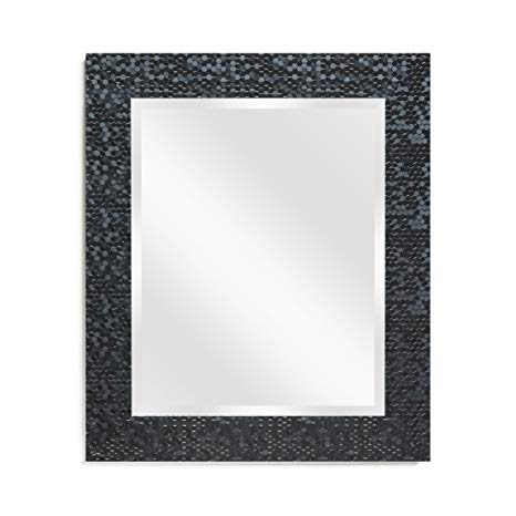 Wall Beveled Mirror Framed - Bedroom or Bathroom Rectangular frame Hangs Horizontal & Vertical By EcoHome (21x25, Black)