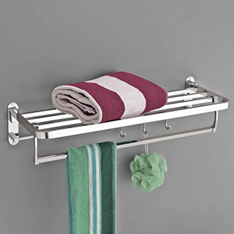 Primax New Look Stainless Steel Folding Towel Rack for Bathroom/Towel Stand/Hanger/Bathroom Accessories (24 Inch-Chrome)