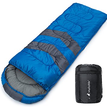 MalloMe Single Camping Sleeping Bag – 4 Season Warm Weather and Winter, Lightweight, Waterproof – Great for Adults & Kids - Excellent Camping Gear Equipment, Traveling, and Outdoor Activities