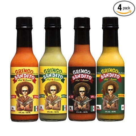 Gringo Bandito Hot Sauce Classic Variety Pack, 5 Ounce (Pack of 4)
