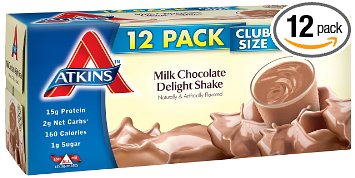 Atkins Ready To Drink Shake, Milk Chocolate Delight, 11-Ounce Aseptic Containers (Pack of 12)