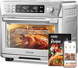 COSORI Smart 12-in-1 Air Fryer Toaster Oven Combo, Airfryer Sous Vide Convection Oven Countertop, Bake, Roast, Reheat, Broil, Dehydrate, 94 Recipes & 3 Accessories, 26QT, Silver