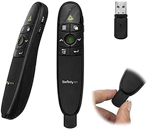 StarTech.com Wireless Presentation Remote with Green Laser Pointer - 90 ft. (27 m) - USB Presentation Clicker for Mac and Windows (PRESREMOTEG)