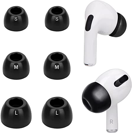 SOULWIT Memory Foam Ear Tips Replacement Compatible with AirPods Pro, 3 Pairs Noise Isolation Earbuds Eartips with Portable Storage Case (Assorted, Black)