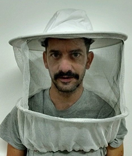 Beekeeper veil white hat round top w/ elastic under arm straps by primeonly27