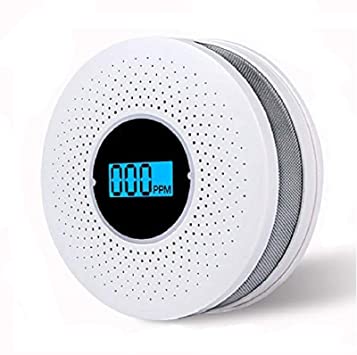 CO Detector, Smoke and Carbon Monoxide Detector Combo with Sound Warning and LCD Display Battery Operated Smoke CO Alarm
