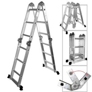 XtremepowerUS Aluminum Multi-Purpose Folding Ladder (12.5' W/ Platform)