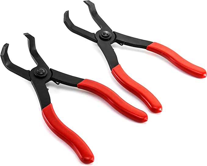 QWORK Angled Push Pin Pliers Set, 30 and 80 Degree Angled Pliers Fastener Remover Tool Rivet Puller,2 Pcs