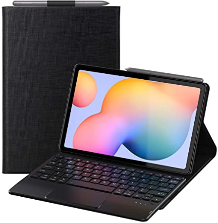 Foluu Galaxy Tab S6 Lite 10.4 Inch Keyboard Case, Wireless iPad Keyboard   Folio Smart Case Smart PU Cover Auto Sleep/Wake Magnetic for Samsung Galaxy Tab S6 Lite 10.4 (P610/P615) 2020 (Black)