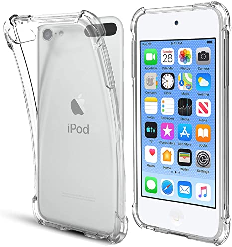KELIFANG Case Compatible with iPod Touch 7, 6 and 5, Ultra Slim Full Body Protective Case Shockproof Soft TPU Bumper Non-Slip Thin Clear Cover Compatible with 7th/6th/5th Generation, Clear