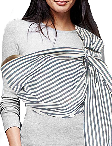 Vlokup Baby Sling Ring Sling Carrier Wrap | Extral Soft Lightweight Cotton Baby Slings for Infant, Toddler, Newborn and Kids | Great Gift, Lightly Padded Adjustable Nursing Cover Black Stripe