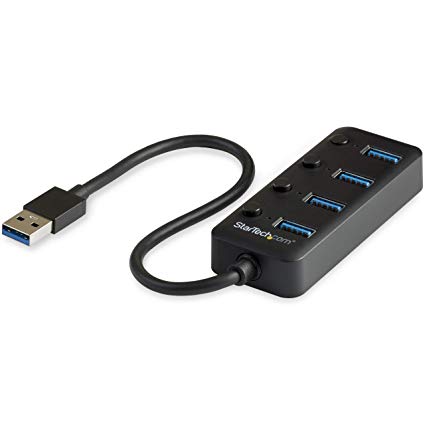 StarTech.com USB 3.0 Hub - 4x USB-A Ports with Individual On/Off Switches - Bus Powered - Portable - USB Splitter - USB Port Expander (HB30A4AIB)