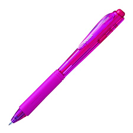 Pentel WOW! Retractable Ballpoint Pens, Medium Line, Pink Ink, Box of 12 (BK440-P)