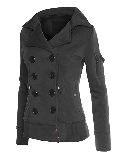 RubyK Womens Classic Double Breasted Pea Coat Jacket