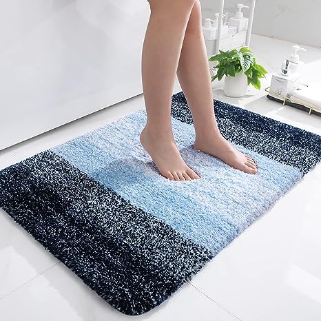 OLANLY Luxury Bathroom Rug Mat 36x24, Extra Soft and Absorbent Microfiber Bath Rugs, Non-Slip Plush Shaggy Bath Carpet, Machine Wash Dry, Bath Mats for Bathroom Floor, Tub and Shower, Navy