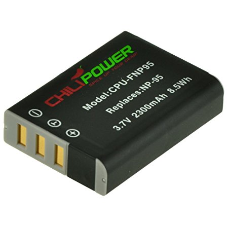 ChiliPower Fuji NP-95, NP95 2300mAh Battery for Fujifilm Finepix X100S, X100, F30, X-S1, F31fd, Real 3D W1, BC-65