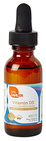 Zahler VITAMIN D3 LIQUID Drops 400IU, An All-Natural Supplement Supporting Bone Muscle Teeth and Immune System , Certified Kosher, 1oz Dropper