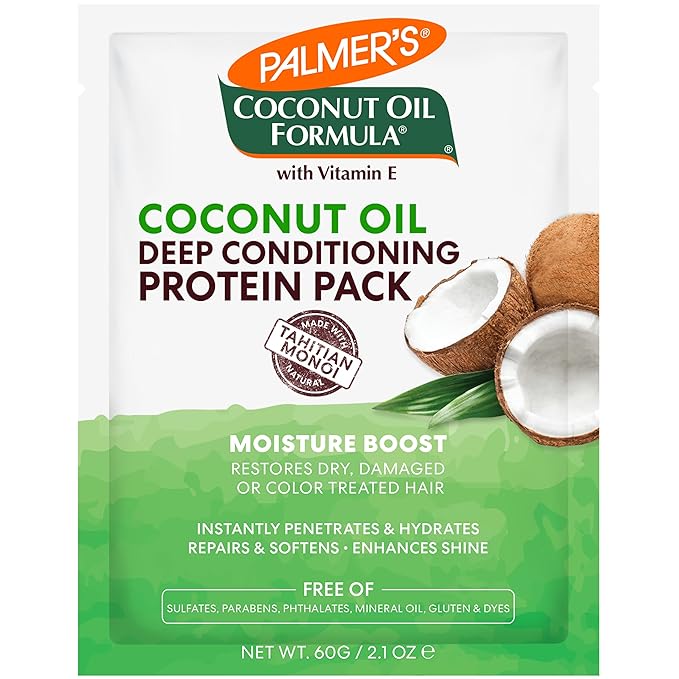 Palmer's Coconut Oil Formula Moisture Boost Protein Pack, Hair Treatment for Dry, Damaged, Over-Processed and Colored Hair, 2.1 Ounce (Pack of 12)