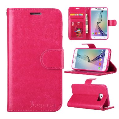 S6 Case, Galaxy S6 Case, Joopapa Samsung Galaxy S6 Luxury Fashion Pu Leather Magnet Wallet Flip Case Cover with Built-in Credit Card/ID Card Slots for Samsung Galaxy S6 / Galaxy SVI (Pink)