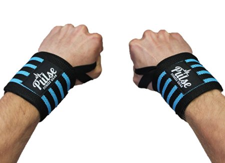 Wrist Wraps (18", Professional Quality) with Thumb Loops: CrossFit, Powerlifting, Bodybuilding - Improve Hand Strength & Support During Weight Lifting - by Pulse Fitness Gear - Lifetime Warranty