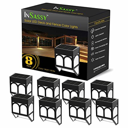Solar LED Outdoor Lights - Wireless Waterproof Security Lighting for Deck, Fence, Patio, Front Door, Wall, Stair, Landscape, Yard and Driveway Path - Warm / Color Changing - 8 Pack