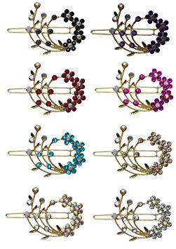 8 Pack - 8 Barrettes with Snap On Clip for Thin Hair or for Young Girls U86200-2108-8