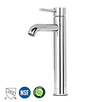 LIVINGbasics™ Modern Bathroom Sink Faucet Single Handle Wash Basin Faucet Lavatory Tap Lead-Free Brass Polished Chrome, CUPC NSF Certified