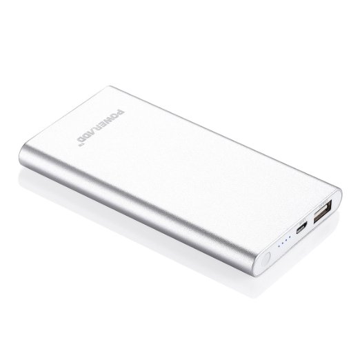 Poweradd Pilot Mini 5000mAh Portable Charger External Battery Pack Power Bank for iPhone 6 Plus 5S 5C 5 4Apple Adapters Not Included Samsung Galaxy S6 S5 S4 Note 4 3 2 HTC One M9 Nokia LG Motorola Nexus other Phones and Tablets - Silver