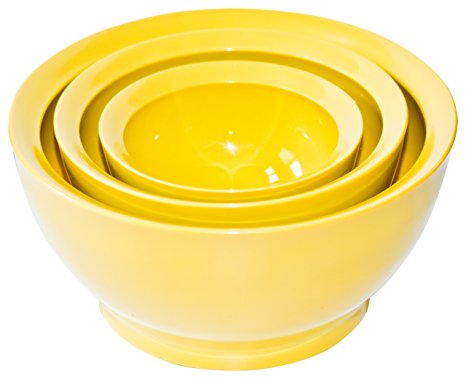 Calibowl Big Sur Stack Set of 3 Plastic Mixing Bowls, Yellow