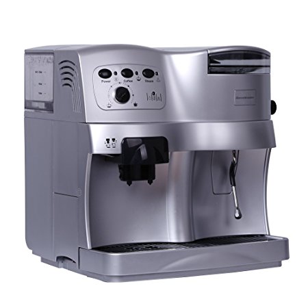 Homeleader Automatic Coffee Machine, Super Automatic Frothing for Latte, Macchiato, Cappuccino, Mocha Coffee and Espressp Drinks, Silver